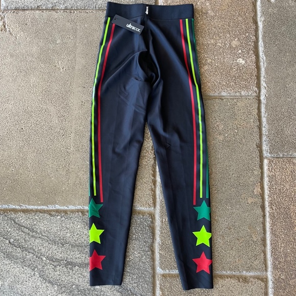 NWT XS Ultracor Black Leggings With Tri Color Stripes And Stars - Picture 3 of 8